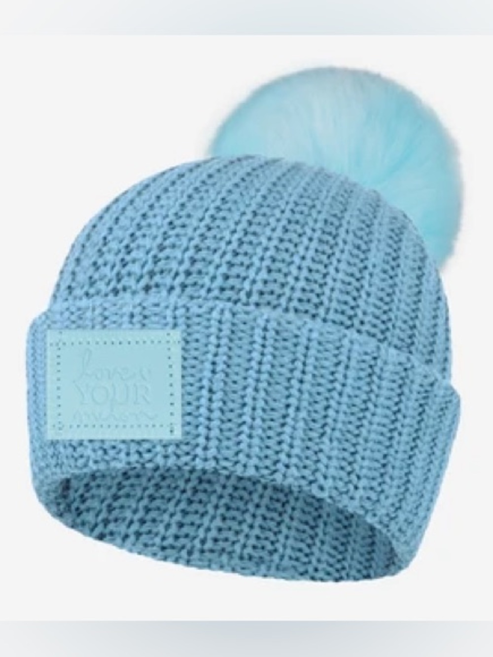 Love Your Melon Sterling Blue Monochrome Pom Beanie